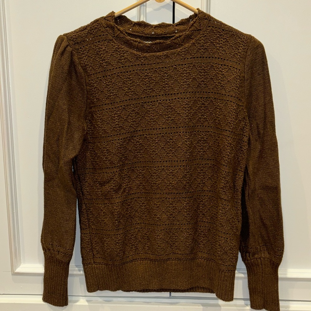 LOFT. Brown shimmer Knit Sweater. M